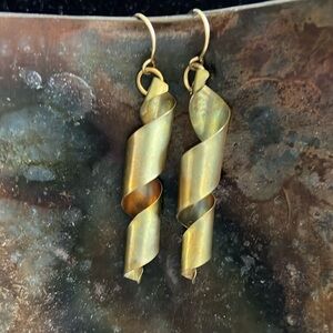 Elegant Gold Bronze Spiral Earrings NWOT